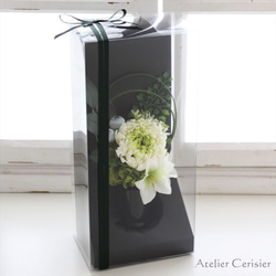 輪菊のお供え花（緑白菊 桔梗）仏花 Sサイズ プリザーブドフラワー 5枚目の画像