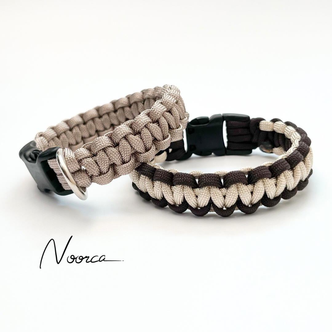 パラコード首輪　シックなブラック＆ホワイト　バックルタイプ　№040 パラコード首輪　シックなブラック＆ホワイト　バックルタイプ　№040