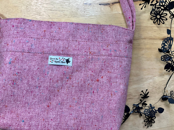 &lt;限1件&gt; [Walk Pochette] Wool Tweed Pink Smartphone Shoulder 第2張的照片