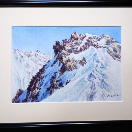 槍ケ岳遠望₋Ⅴ・Ⅵのコルより 北アルプス 登山 雪山 山岳画 槍ケ岳遠望₋Ⅴ・Ⅵのコルより 北アルプス 登山 雪山 山岳画
