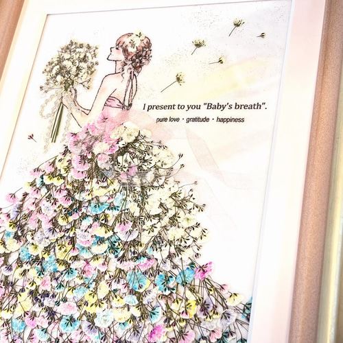 夢色 かすみ草のドレス 押し花アート額 その他アート 神戸六甲