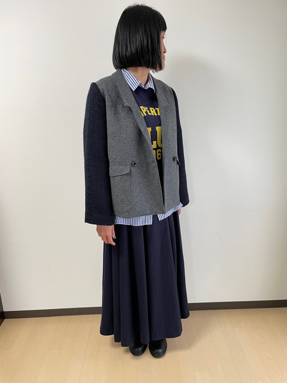 【セミオーダー】圧縮ウールのタックフレアースカート 8枚目の画像