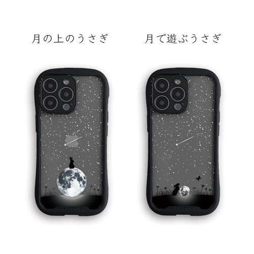 月とうさぎ グリップケース クリア iPhoneケース スマホケース