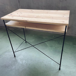 PT-D01】アイアンと木のシンプルなデスク ワークデスク 鉄脚