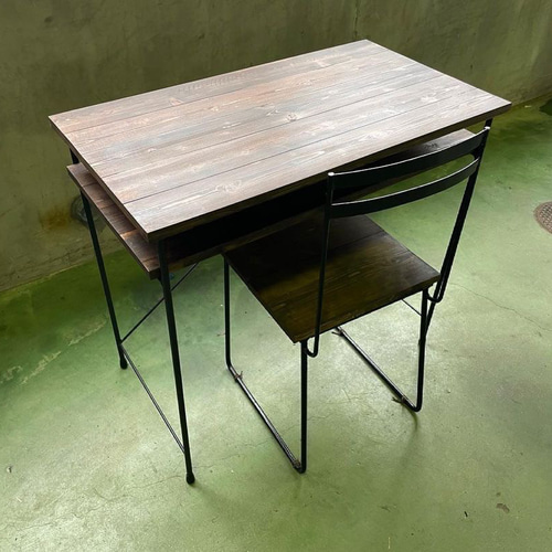 PT-D01】アイアンと木のシンプルなデスク ワークデスク 鉄脚 無垢材 机