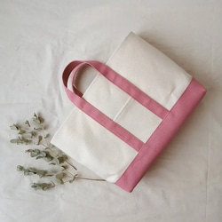 L size キナリ×コーラル　帆布トートバッグ　トートバッグ 2枚目の画像