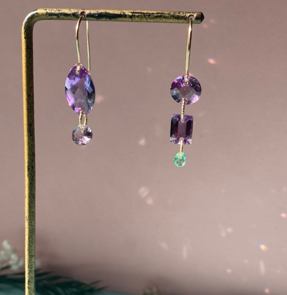 Prana gem drops✴︎滴る宝石のしずく✴︎エメラルド✴︎アメジスト✴︎k14gf 5枚目の画像