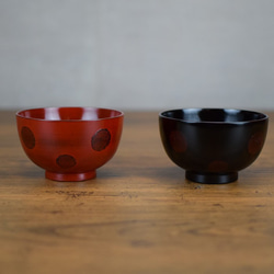 単品販売】木製 漆塗り 汁椀 ドット布貼 根来 曙 お椀・ボウル・鉢