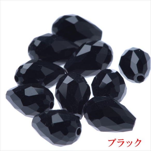 水滴形玻璃珠 12 x 8mm 10 顆 ★黑色 ★Drop drop cut beads (garascuts8) 第1張的照片