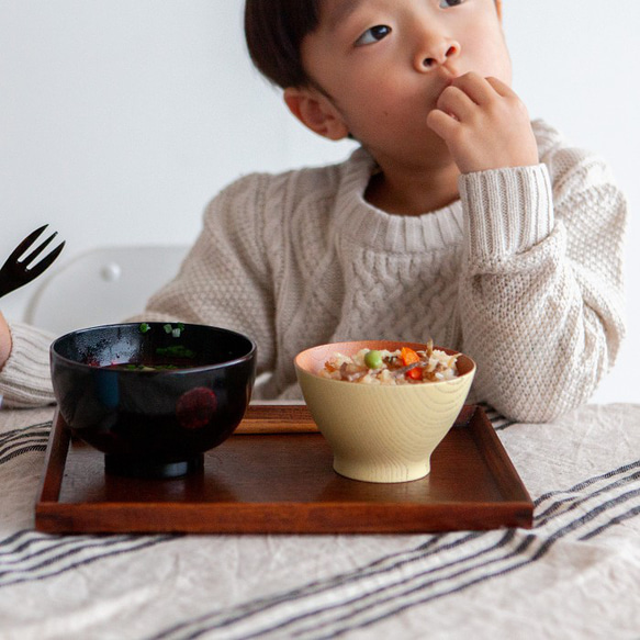 夫婦汁椀　ドット布貼　根来　曙　木製　漆塗 3枚目の画像