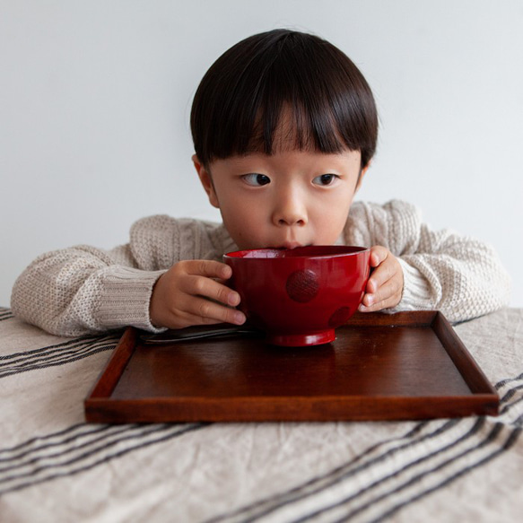 夫婦汁椀　ドット布貼　根来　曙　木製　漆塗 2枚目の画像