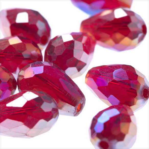 水滴形玻璃珠 12 x 8mm 10 ★AB red/red★Drop drop cut beads (garascuts8) 第2張的照片