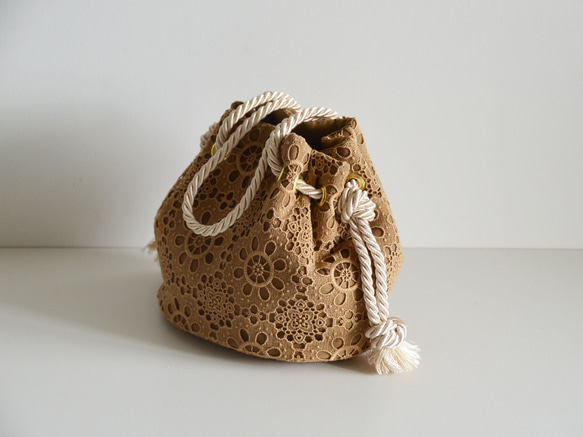 【限量優質】義大利製造棉質蕾絲 2way Marine Bag Cork 第7張的照片