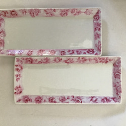 薔薇絵の長角皿　キャッシュトレー 2枚目の画像
