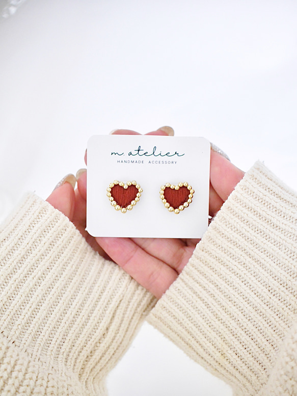 ミニハート♥️刺繍イヤリング/ピアス 4枚目の画像