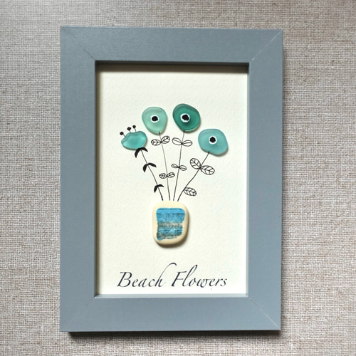 シーグラスアート「Beach Flowers」 イラスト kanny-mac 通販