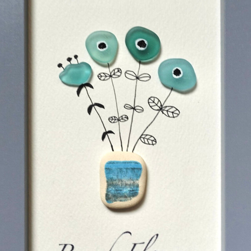 シーグラスアート「Beach Flowers」 イラスト kanny-mac 通販 15327915