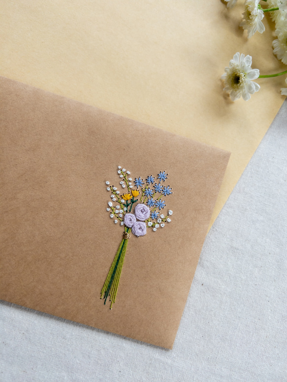 花束のレターセット／刺繍 1枚目の画像