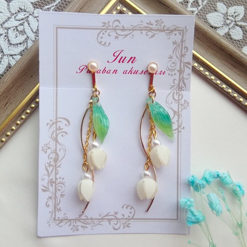 ゆらゆらすずらんのピアス、イヤリング イヤリング・ノンホールピアス