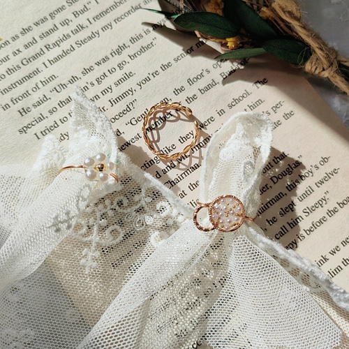 ワイヤーリング】ちりばめパールリングセット 指輪・リング guNo 通販