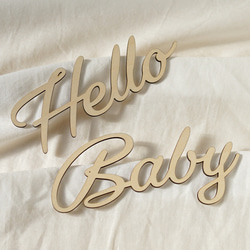 Hello Baby ニューボーンフォト 新生児フォト 誕生日 木製 送料込580円 レターバナー おしゃれ 1枚目の画像