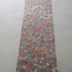 白/灰本加賀友禪鳥梅菊紋真絲恐龍探戈布料布料編號34-3【150cm×18cm】和服 第3張的照片