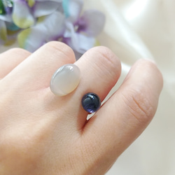 天然石リング　アイオライト　3月誕生石　グレーオニキス　フォークリング　フリーサイズ　指輪 11枚目の画像