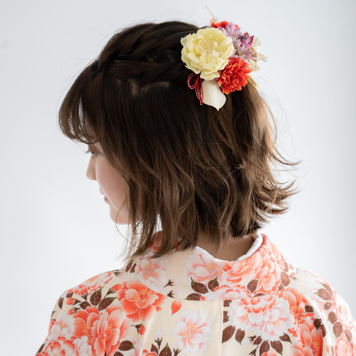 ピンク・赤・ブラウン卒業式袴髪飾りE】ドライフラワー風ヘッドドレス