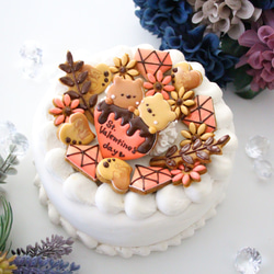 アイシングクッキー　バレンタイン　ハート　宝石　ケーキトッパー　飾り　オーダー　チョコレートカラー　大人　可愛い　くま 8枚目の画像