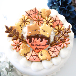 アイシングクッキー　バレンタイン　ハート　宝石　ケーキトッパー　飾り　オーダー　チョコレートカラー　大人　可愛い　くま 9枚目の画像