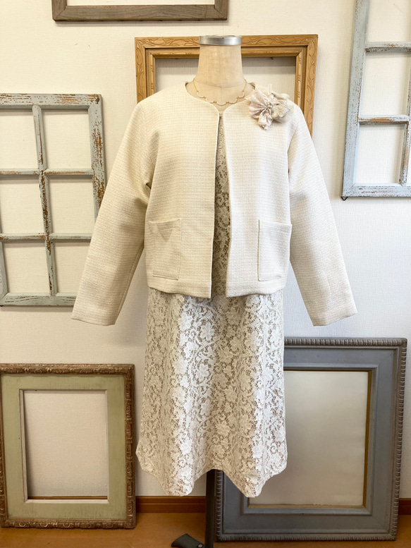 Sale price ★ 正裝 ❤️ Total lace simple dress Beige (size free M) 第19張的照片