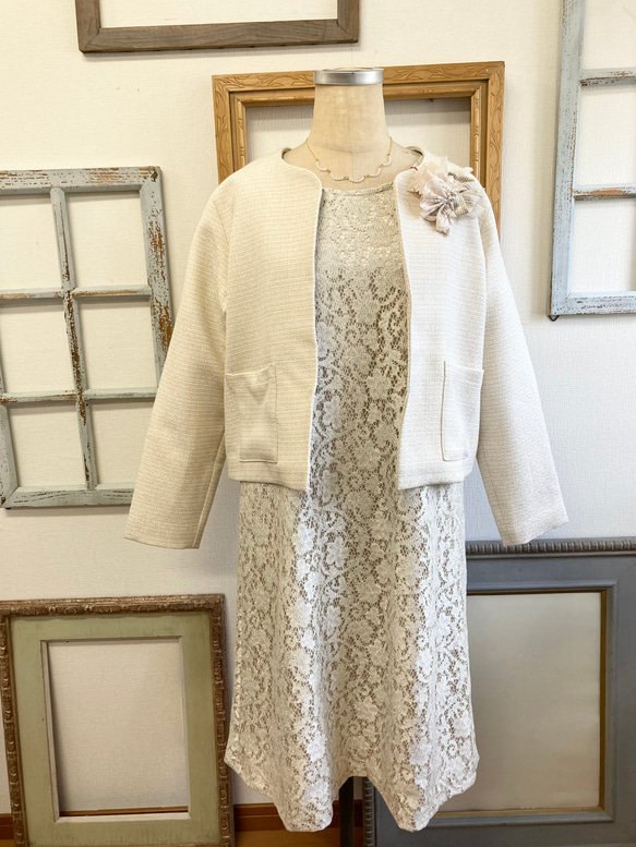 Sale price ★ 正裝 ❤️ Total lace simple dress Beige (size free M) 第17張的照片