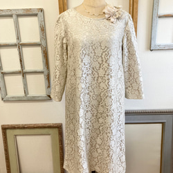 Sale price ★ 正裝 ❤️ Total lace simple dress Beige (size free M) 第3張的照片