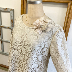 Sale price ★ 正裝 ❤️ Total lace simple dress Beige (size free M) 第15張的照片