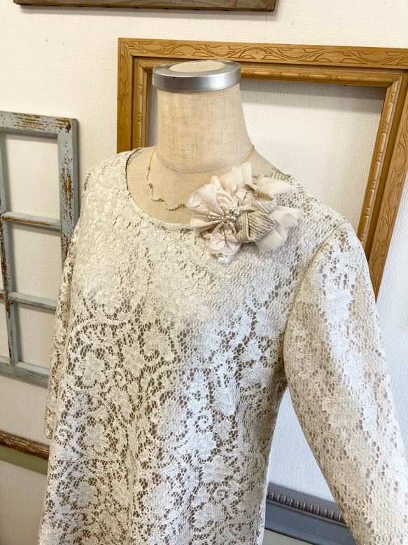 Sale price ★ 正裝 ❤️ Total lace simple dress Beige (size free M) 第15張的照片