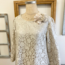 Sale price ★ 正裝 ❤️ Total lace simple dress Beige (size free M) 第2張的照片