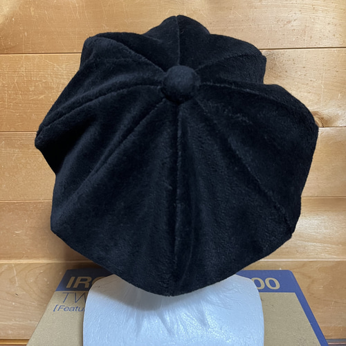 日本全国送料無料商品 特集 ハンドメイド ビッグキャスケット コットン素材のエコファー 黒 帽子