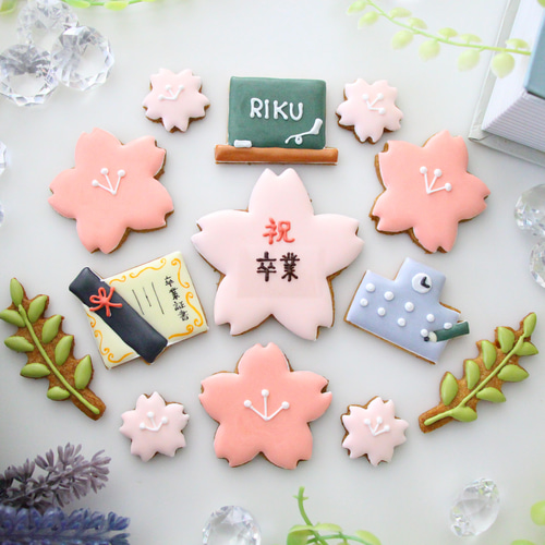卒業祝い 【アイシングクッキー】 オーダー 桜 小学校 中学 高校 