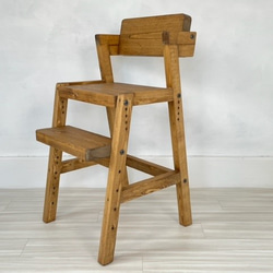 キッズハイチェア　(22025) ：５段階の高さ調節可能な素朴でシャビーな仕上がりの子供椅子 7枚目の画像