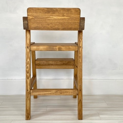 キッズハイチェア　(22025) ：５段階の高さ調節可能な素朴でシャビーな仕上がりの子供椅子 9枚目の画像