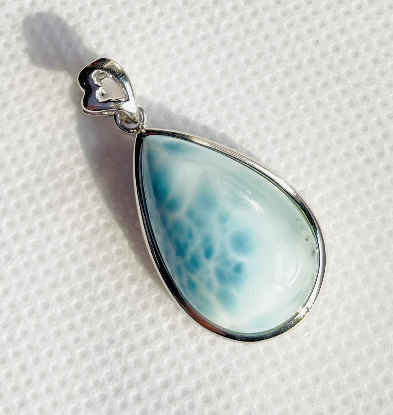 【AAAA ラリマー 大粒 ペンダントトップ】S925 シルバー 約35.6mm x 12.9mm