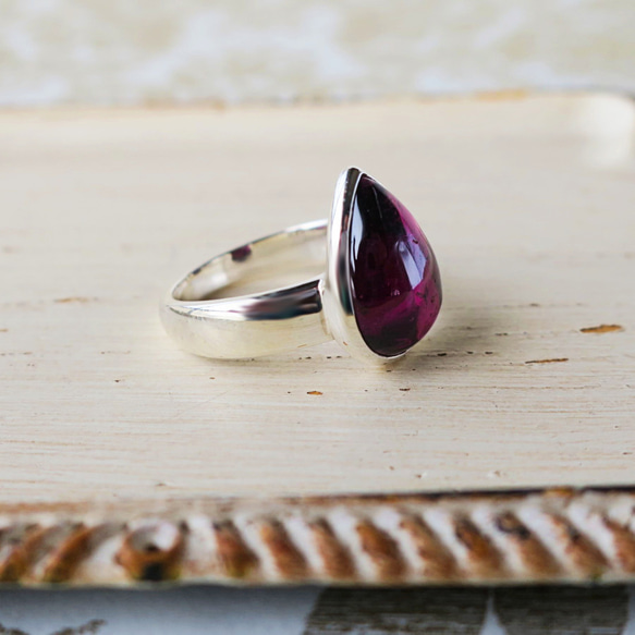 ロードライトガーネットSVオープンリング Rhodolite garnet ring 10枚目の画像