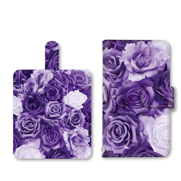 花 花柄 バラ スマホケース 手帳型ケース iPhoneケース 携帯ケース ミラー カード収納ポケット ストラップホール 2枚目の画像