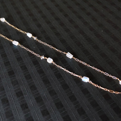 ❁Luna station necklace All 14kgf❁美しい宝石質レインボームーンストーン＆ハーキマーダイヤ 15枚目の画像