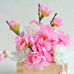 桃の節句　アーティフィシャルフラワー アレンジメント　桃の花　枡　雛祭り　R&yF61 5枚目の画像