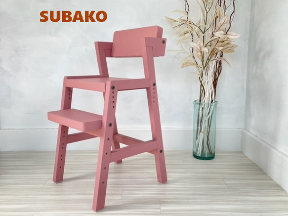 キッズハイチェア　(22026) ：５段階の高さ調節可能な素朴でシンプルな仕上がりの子供椅子 1枚目の画像