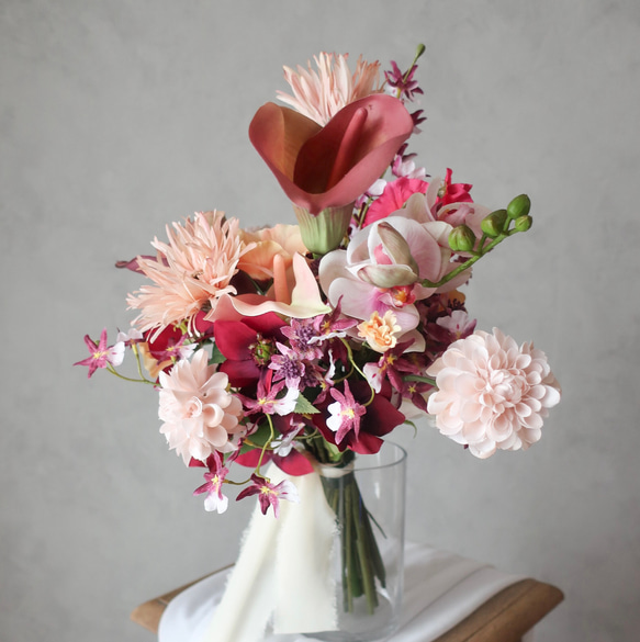 ガーベラとカラーのウェディングブーケ・ブートニア/アーティフィシャルフラワー/造花ブーケ        Ω 人気・おすすめ｜安定人気・収納便利におすすめ 期間限定割引 配送追跡可 国内発送・短納期対応