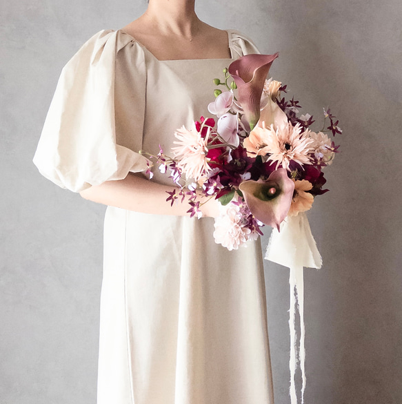 ガーベラとカラーのウェディングブーケ・ブートニア/アーティフィシャルフラワー/造花ブーケ        Ω 人気・おすすめ｜安定人気・収納便利におすすめ 期間限定割引 配送追跡可 国内発送・短納期対応