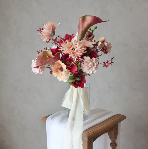 ガーベラとカラーのウェディングブーケ・ブートニア/アーティフィシャルフラワー/造花ブーケ        Ω 人気・おすすめ｜安定人気・収納便利におすすめ 期間限定割引 配送追跡可 国内発送・短納期対応