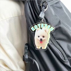 ペットキーホルダー かわいい切り抜き写真でアクリルキーチェーン 鍵の飾りプレート 犬の写真 子供の写真 カバンの目印 2枚目の画像